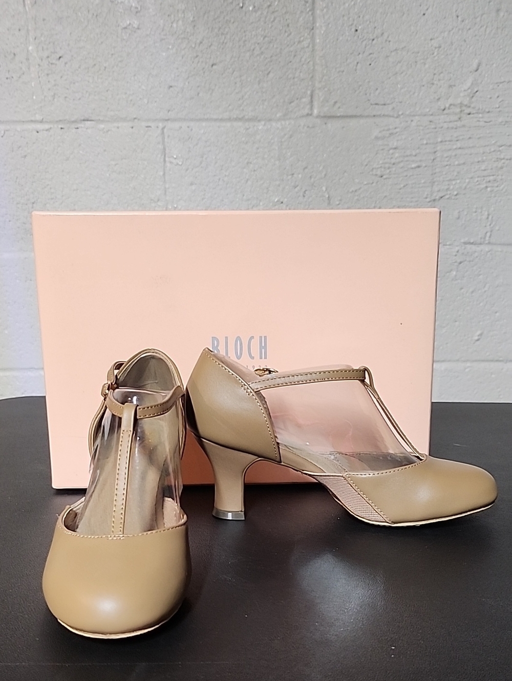 Bloch Beige T-Strap Mid Heel Pumps
